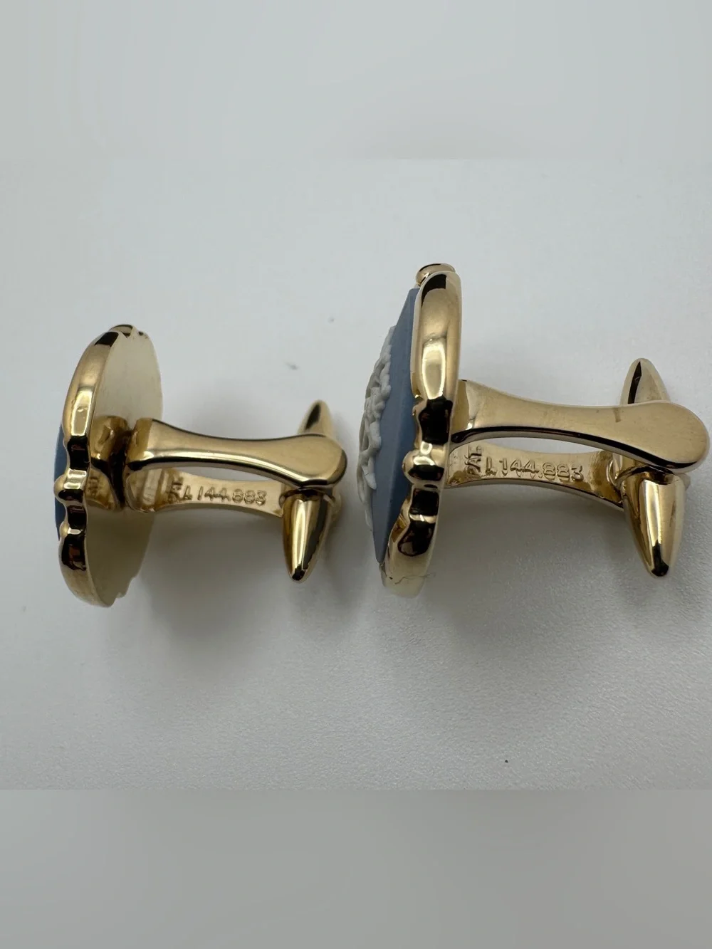 Wedgewood by Stratton Blue Jasperware Ship Cufflinks